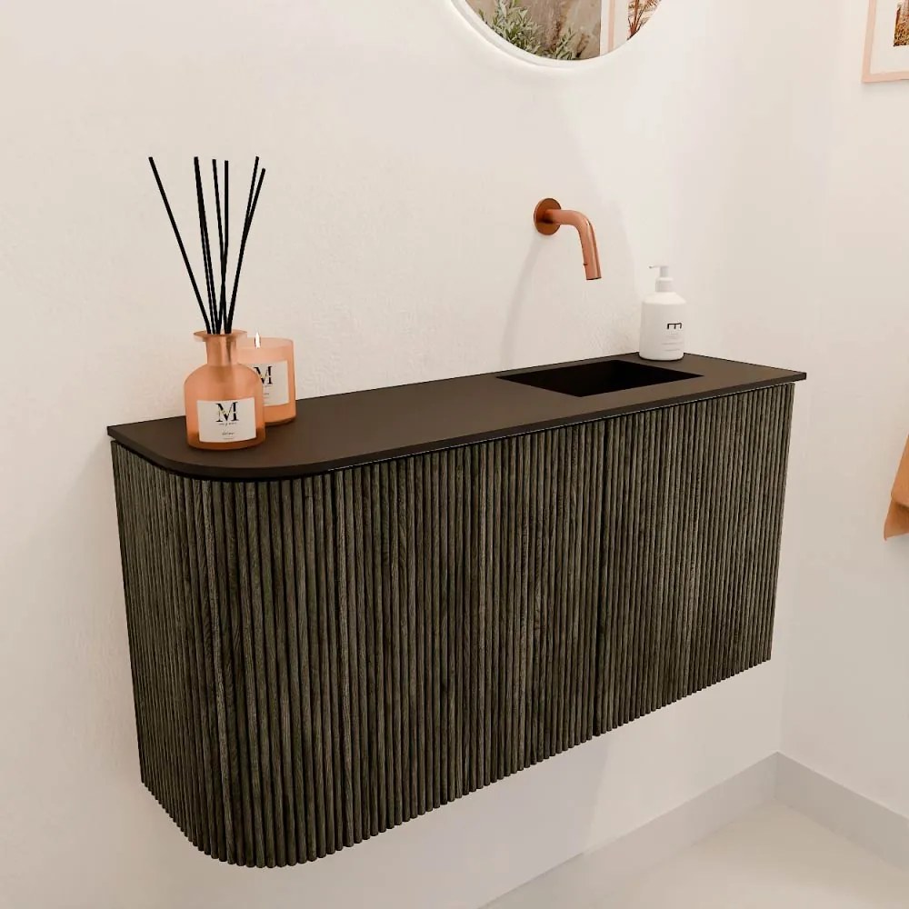 Mondiaz Joya 80cm toiletmeubel ronding links shadow met wastafel faye rechts zonder kraangat urban