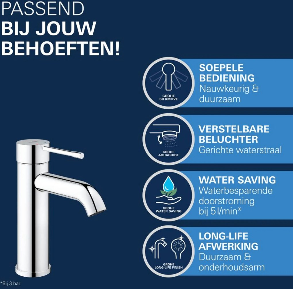 Grohe Essence New S-size wastafelkraan chroom