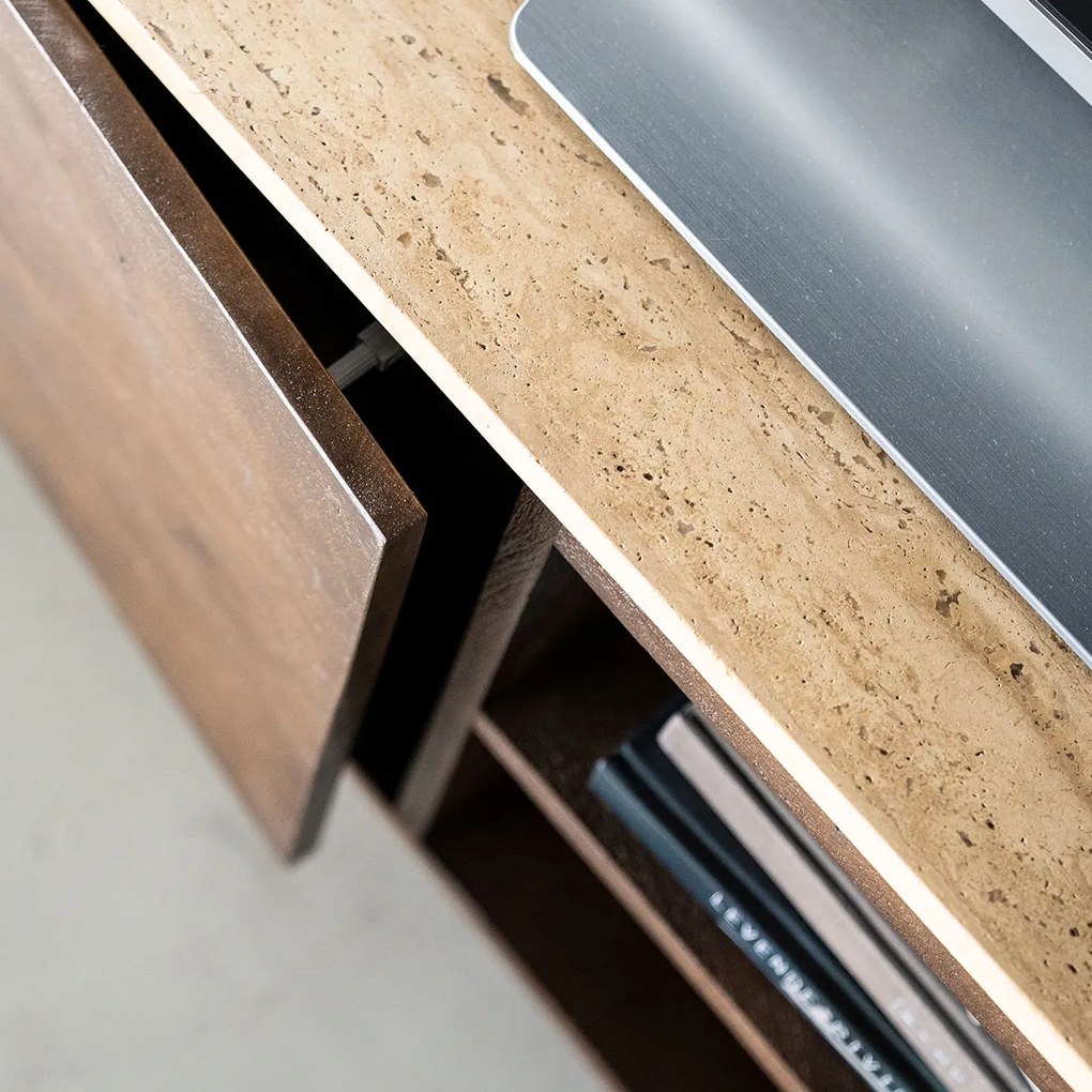 Tv-meubel Met Travertin Blad 170 Cm - 170x40x52cm.