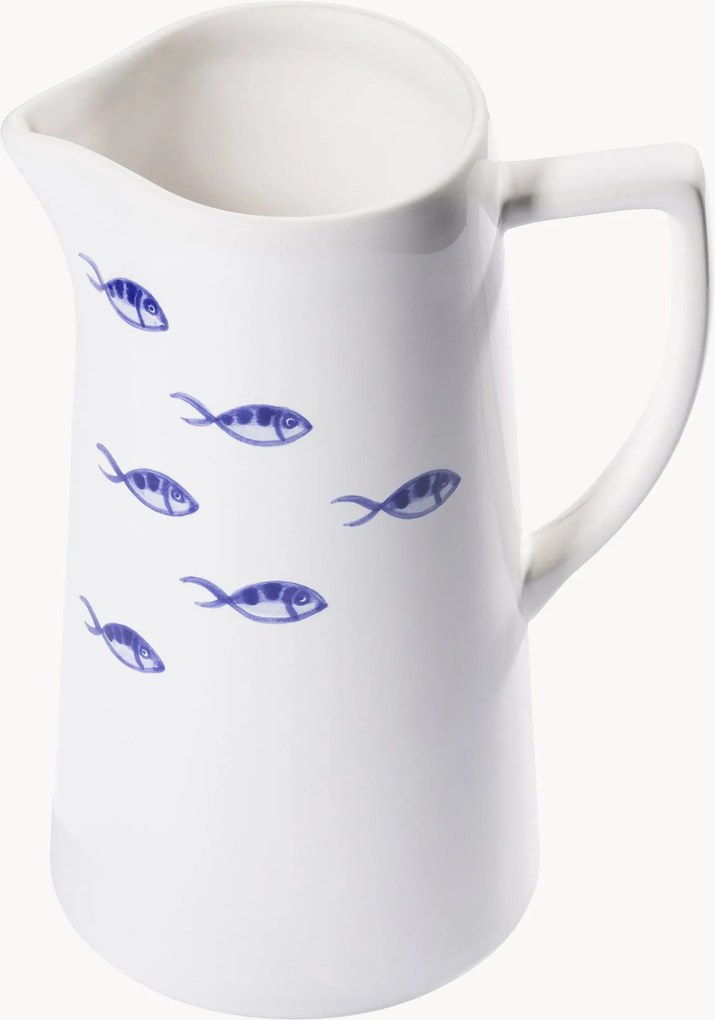 Handgemaakte waterkan Blauer Fischschwarm, 1.2 L