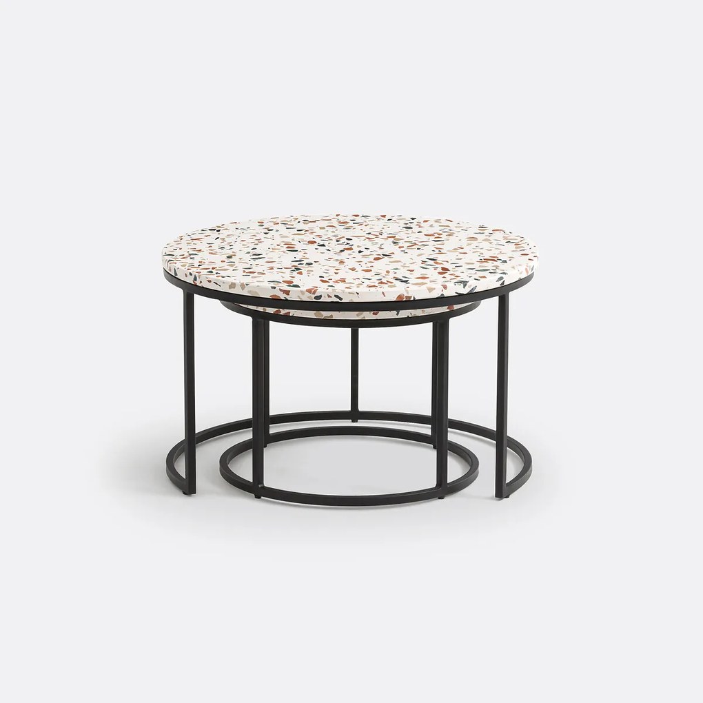 Set van 2 mimi salontafels in terrazzo, Hervé