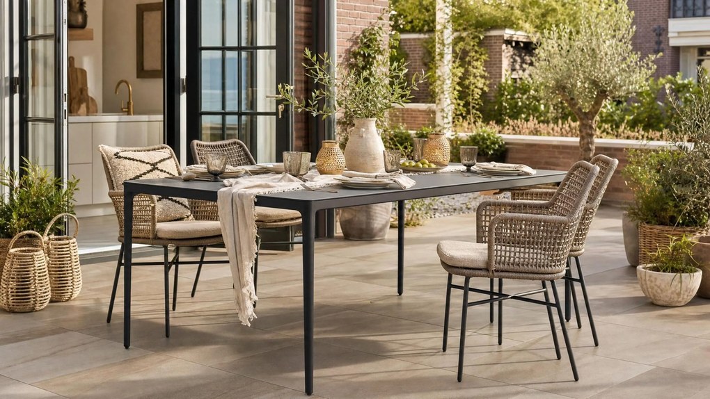 Tuinset 4 personen 180 cm Aluminium/wicker Grijs Lifestyle Garden Furniture Nice/Gianna