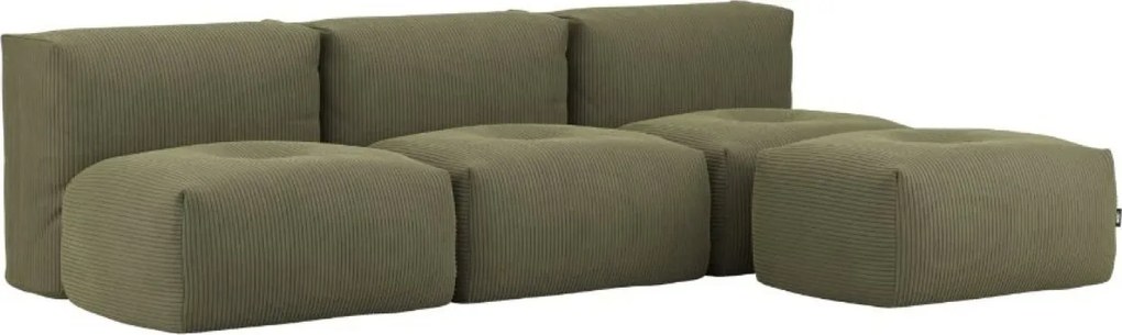 Soft Zitzak Indoor 3 Seater Open + Pouf - Corduroy Olive