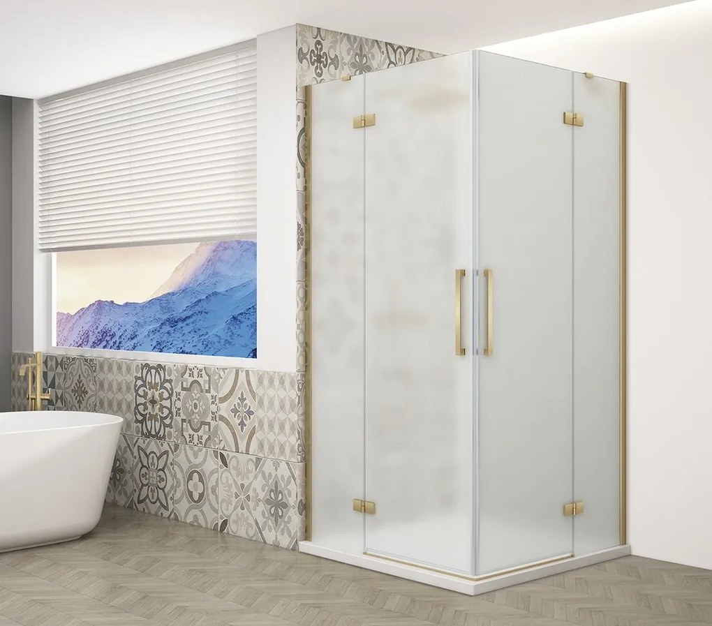 Gelco Trinity douchecabine met hoekinstap 110x90cm mat glas goud