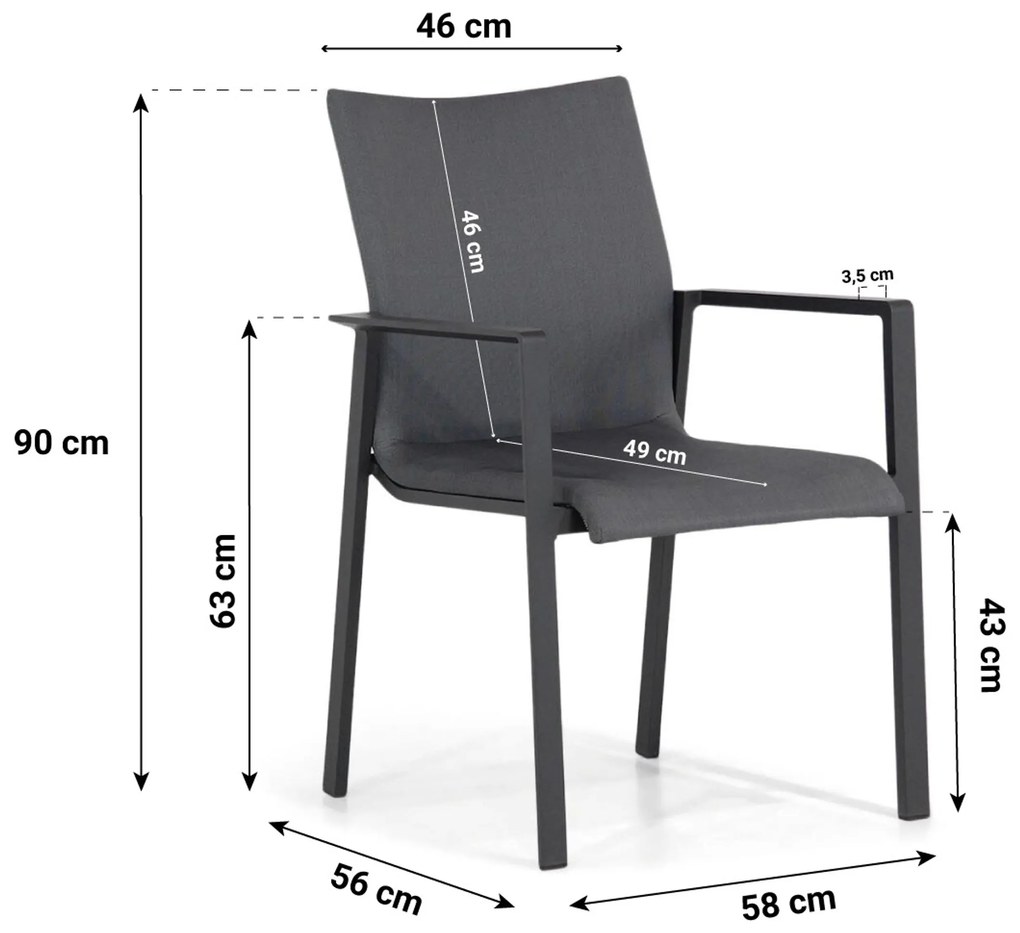 Lifestyle Garden Furniture Rome/Residence Dining Tuinset Aluminium/Textileen /Aluminium/textileen Grijs 7-delig