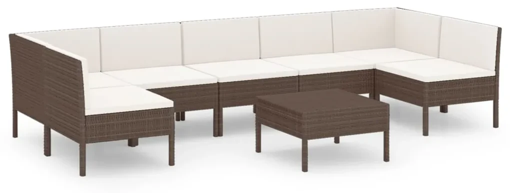 vidaXL 8-delige Loungeset met kussens poly rattan bruin