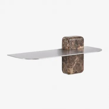 Serbian Roestvrijstalen Wandplank ↔︎ 45 Cm & Bruin Emperador Marmer - Sklum