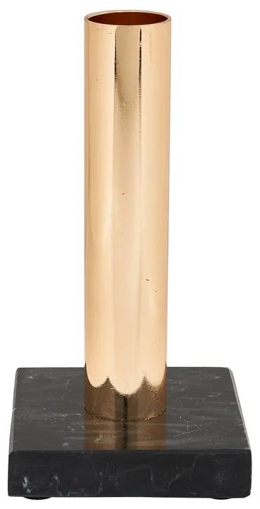 Kaarshouder marmer - zwart - 7x7x13.5 cm