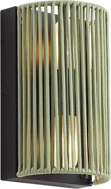 Japandi wandlamp groen met zwart IP44 - Jayla