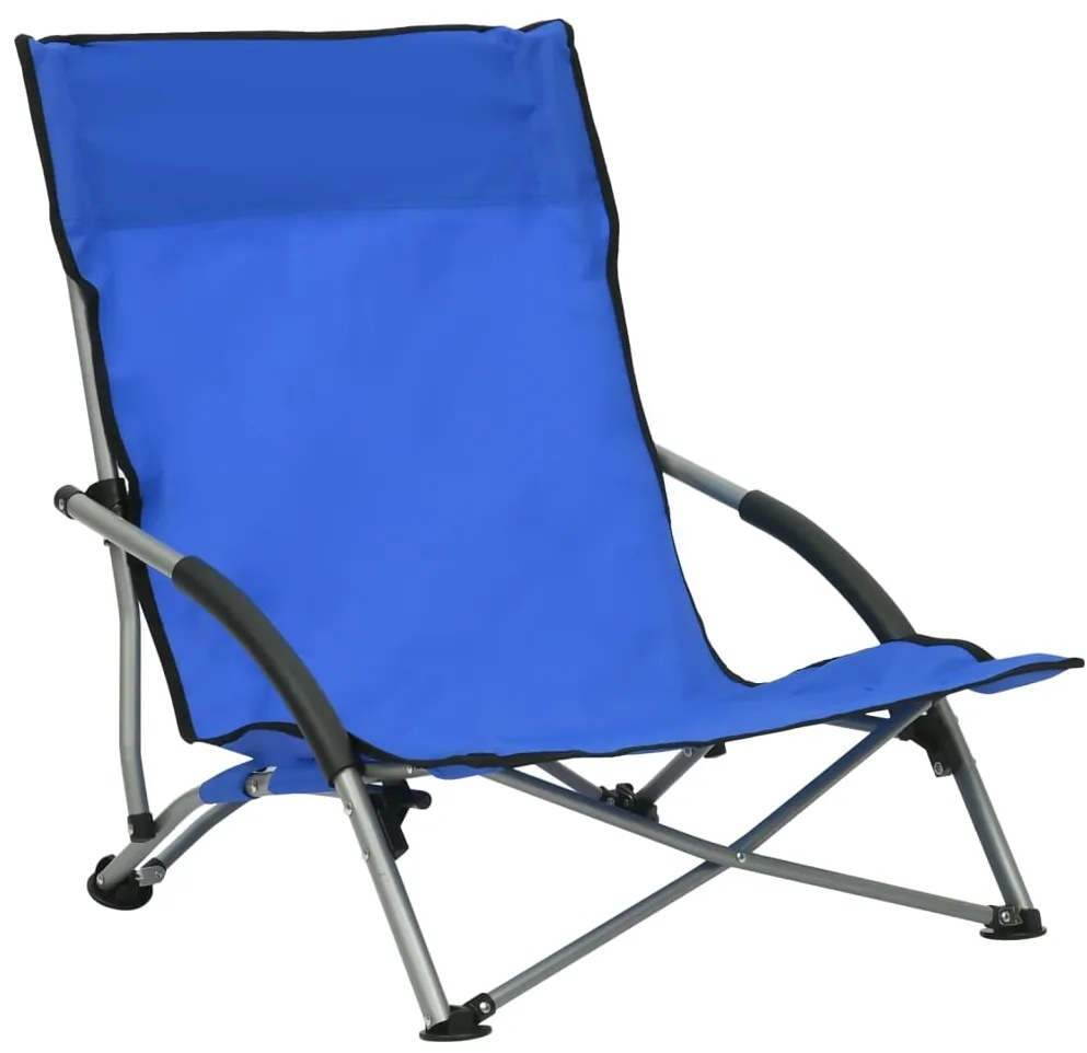 vidaXL Strandstoelen 2 st inklapbaar stof blauw