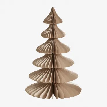 Navira Papieren Kerstbomen Set Van 3 Beige Linnen Met Gouden Rand & ↑45 Cm - Sklum