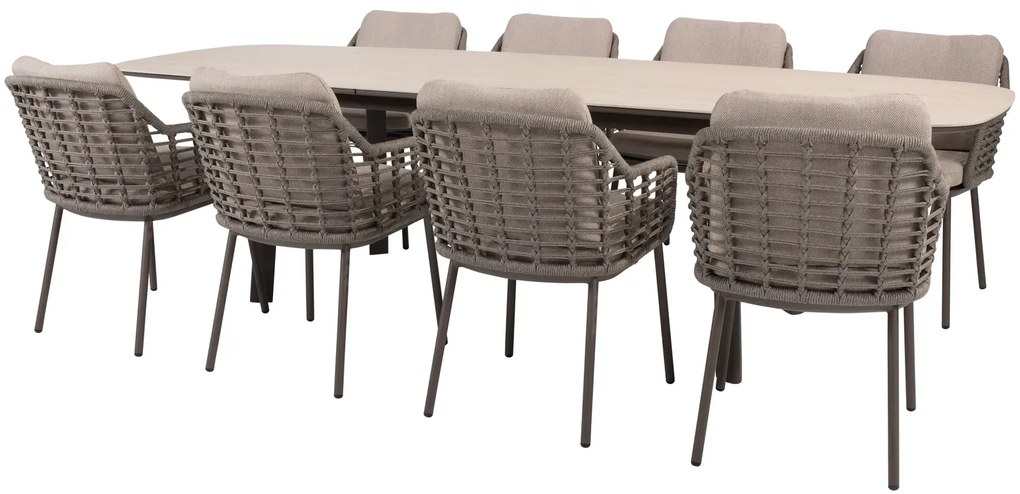 Taste by 4 Seasons Manolo uitschuifbare tuintafel terre met keramisch blad 230 - 290 cm Tuintafel bruin weerbestendig