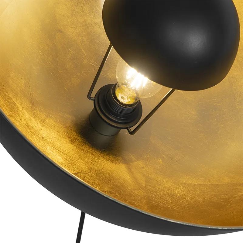 Vloerlamp zwart met goud 51 cm verstelbaar tripod - Magnax Industriele / Industrie / Industrial E27 Binnenverlichting Lamp