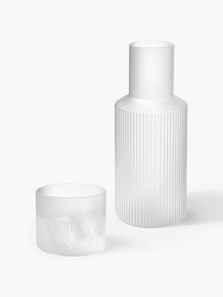 Kleine mondgeblazen karaf Ripple met tumbler, 2-delig