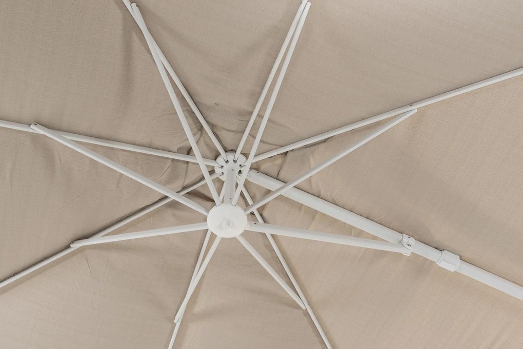 4 Seasons Outdoor Siesta PREMIUM 300 x 300 cm parasol zand doek met wit frame Parasol   houtkleur weerbestendig