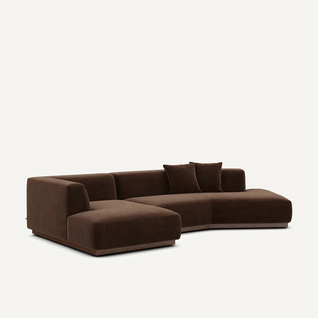 Open hoekbank in chenille fluweel, Jacopo