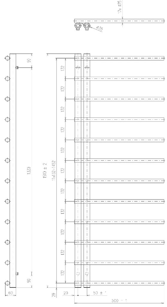 Sapho Justina badkamerradiator 151x50cm mat zwart