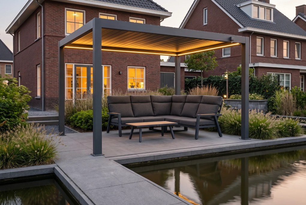 Hoek loungeset 5 personen Aluminium/teak Grijs Lifestyle Garden Furniture Marseille