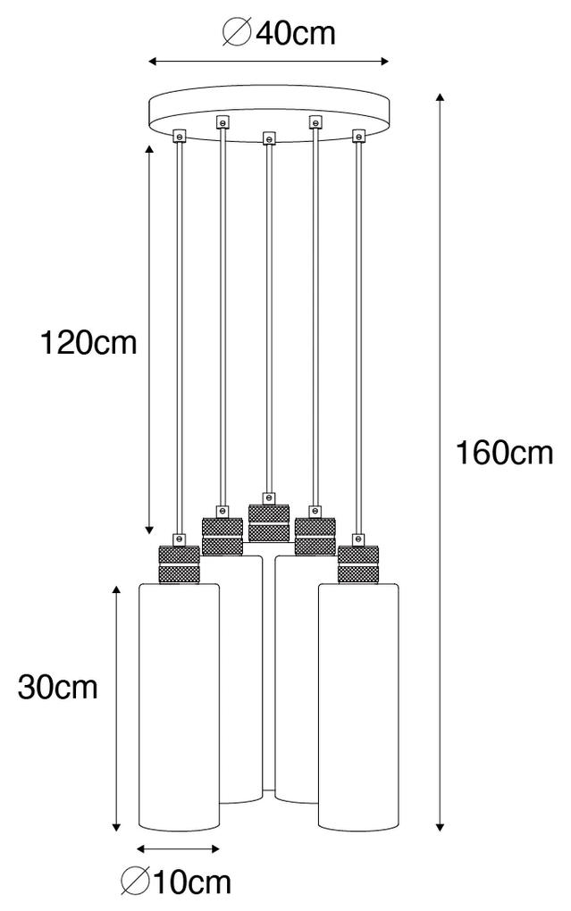Moderne hanglamp zwart met smoke glas 5-lichts - Stavelot Modern E27 rond Binnenverlichting Lamp