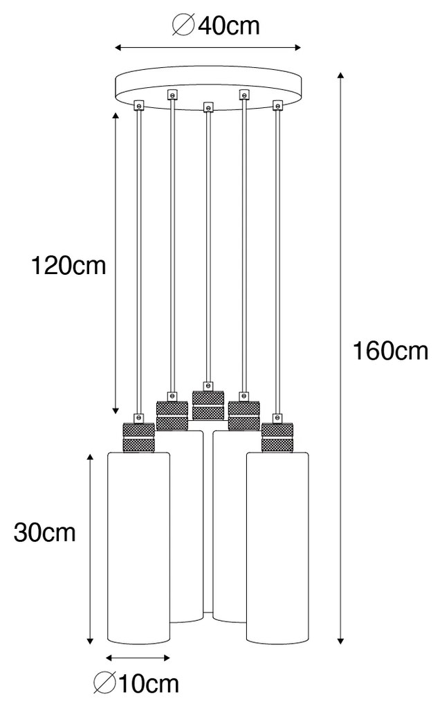 Smart hanglamp met dimmer zwart met smoke glas incl. 5 Wifi A60 - Stavelot E27 rond Binnenverlichting Lamp
