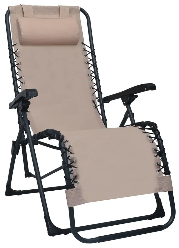 vidaXL Terrasstoelen 2 st inklapbaar textileen taupe
