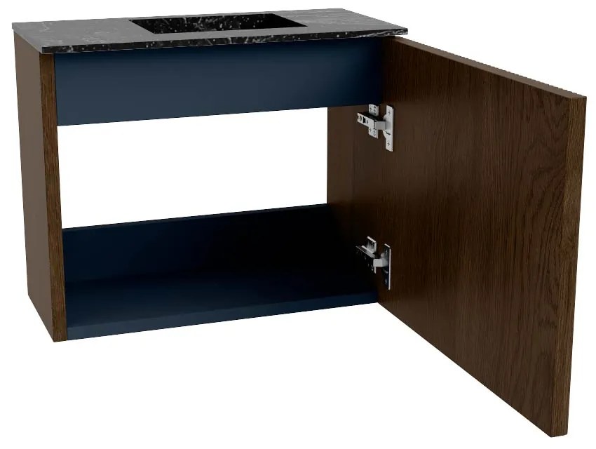 Mondiaz Joya DLux 50cm toiletmeubel walnut met wastafel faye rechts 1 kraangat lava