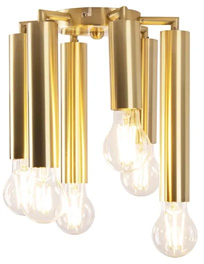 Art deco plafondlamp goud 6-lichts -Tubi