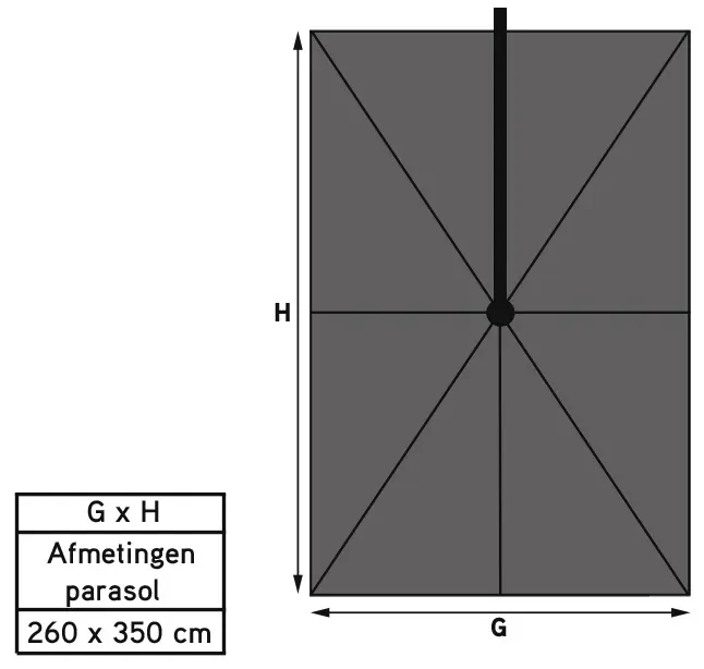 Platinum Challenger rechthoek zweefparasol T2 Premium - 2,6 x 3,5 m. - Manhattan