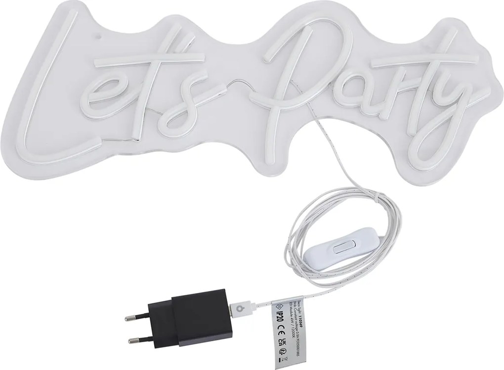 Neon wandlamp wit incl. LED - Let's Party