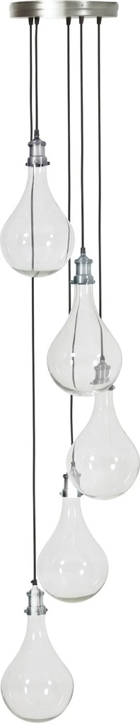 Hanglamp QUIRINA - glas nikkel 5L