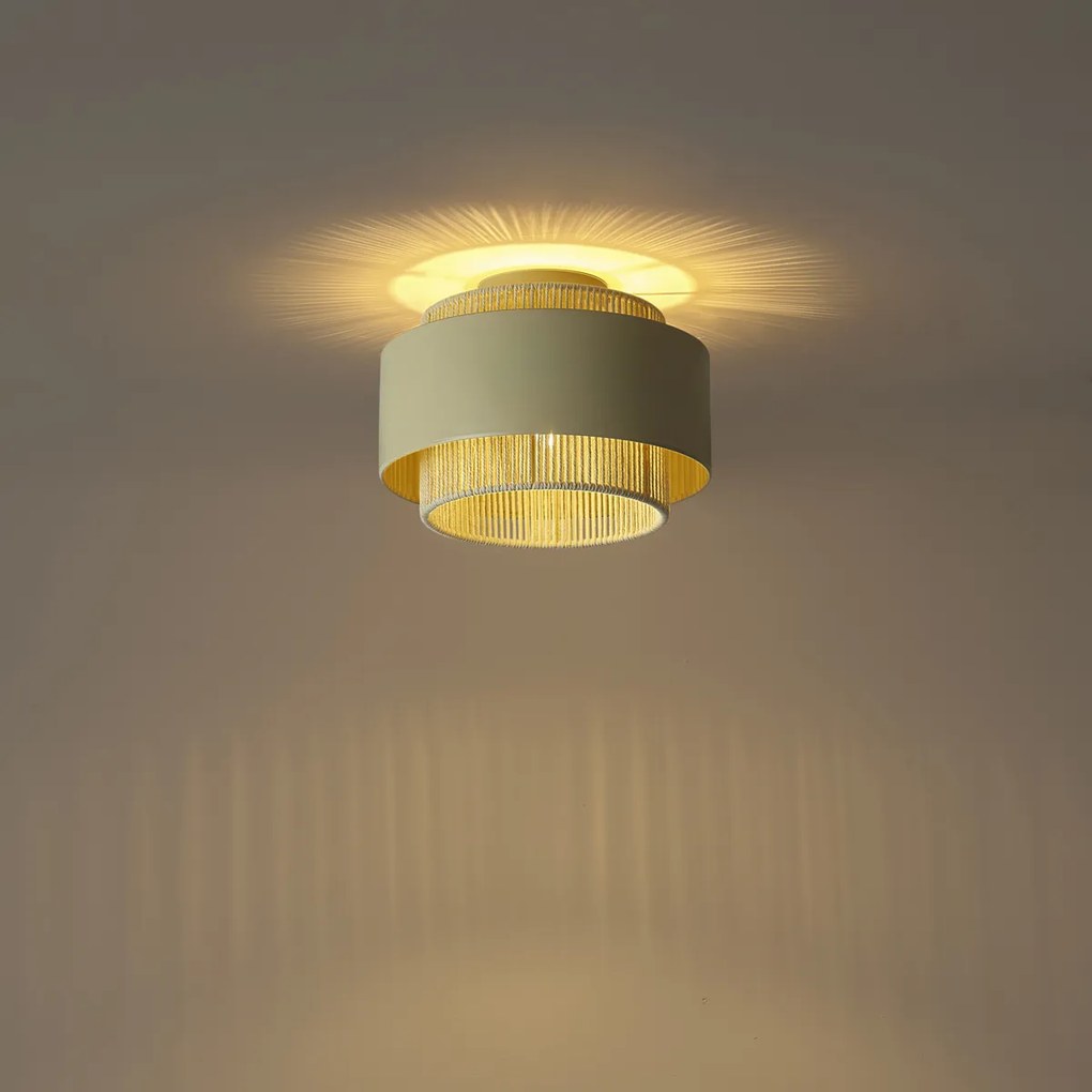 Moderne plafondlamp beige met touw - Kora
