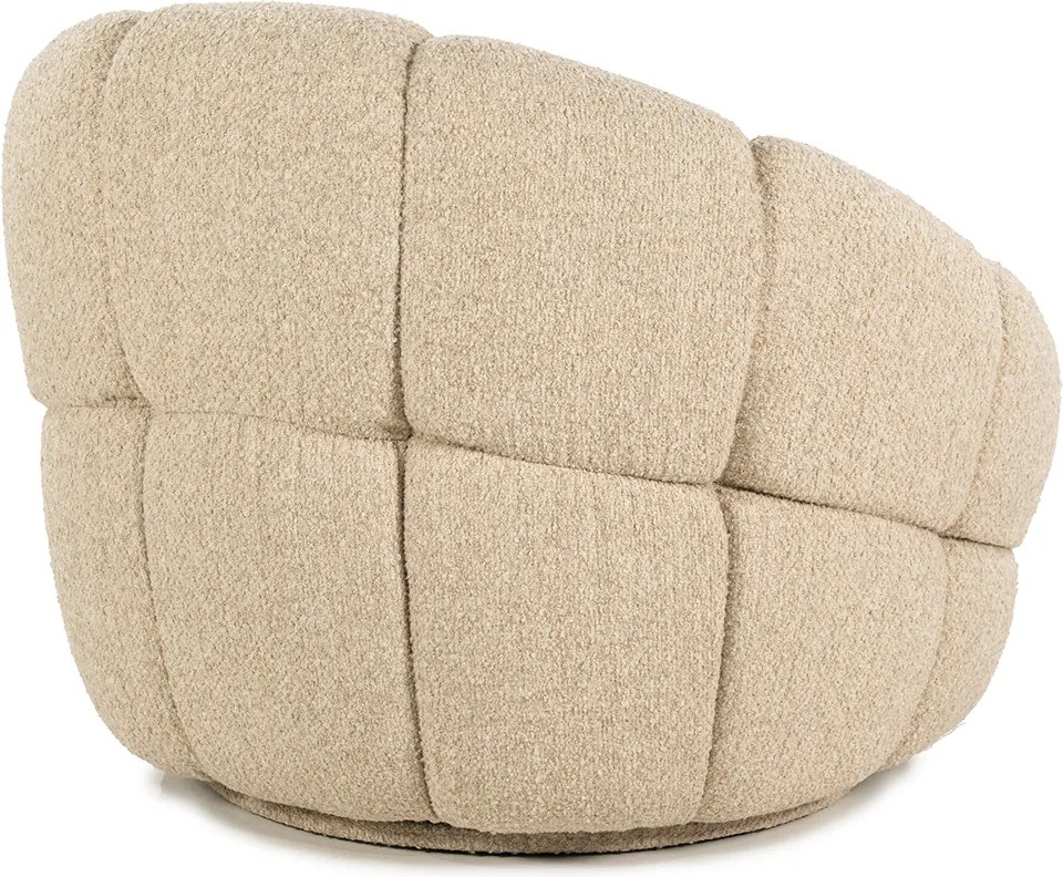 Ronde Fauteuil Draaibaar Boucle Beige