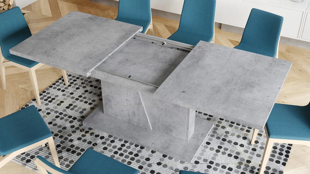 NOBLE NOIR Beton Millenium – uitschuifbare tafel tot 218 cm, voor 8, 10 personen.