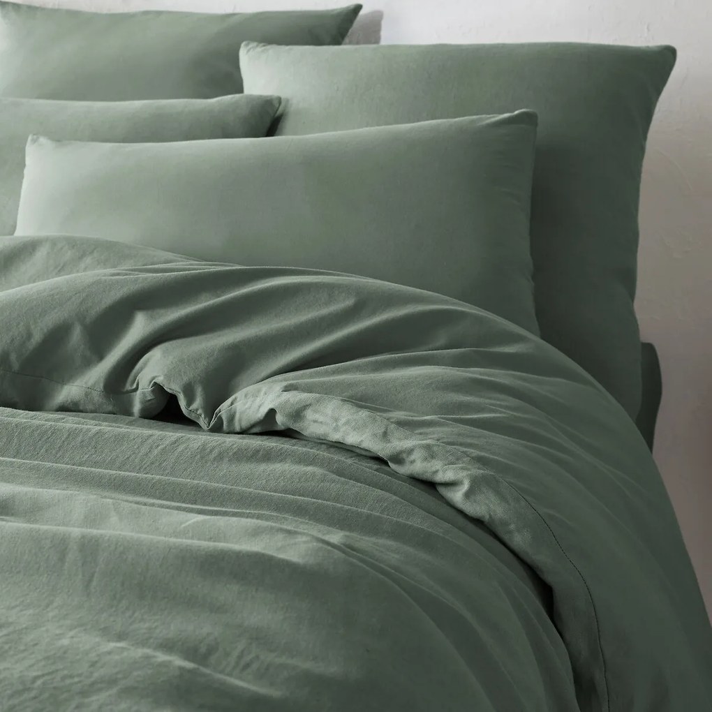 Dubbelzijdige kussensloop in gewassen linnen en gewassen katoen, Annaba