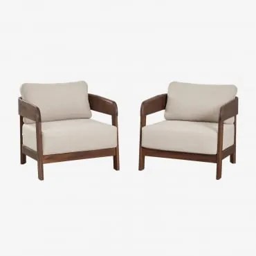 Set Van 2 Fauteuils Van Acaciahout Uleno Donker Acaciabruin - Sklum