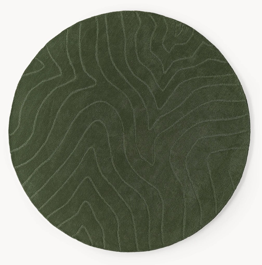 Rond wollen vloerkleed Aaron, handgetuft