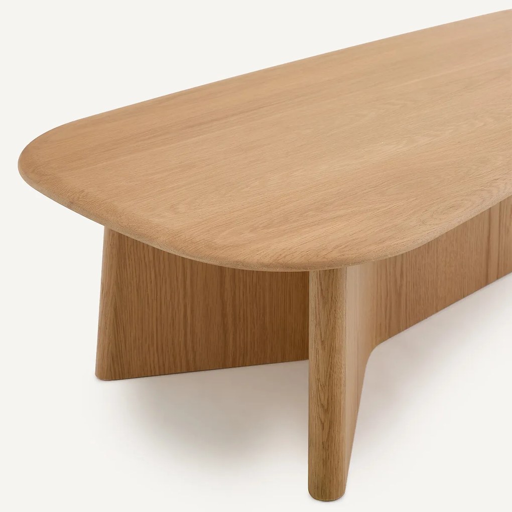 Salontafel van eikenhout, hoogte 30 cm, TRIANGOLO