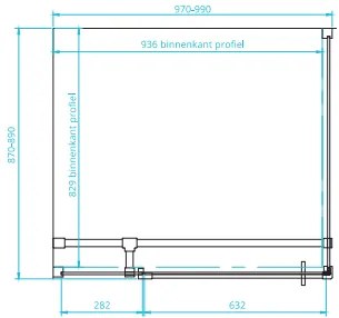 van Rijn ST05 douchecabine mat zwart 100x90cm