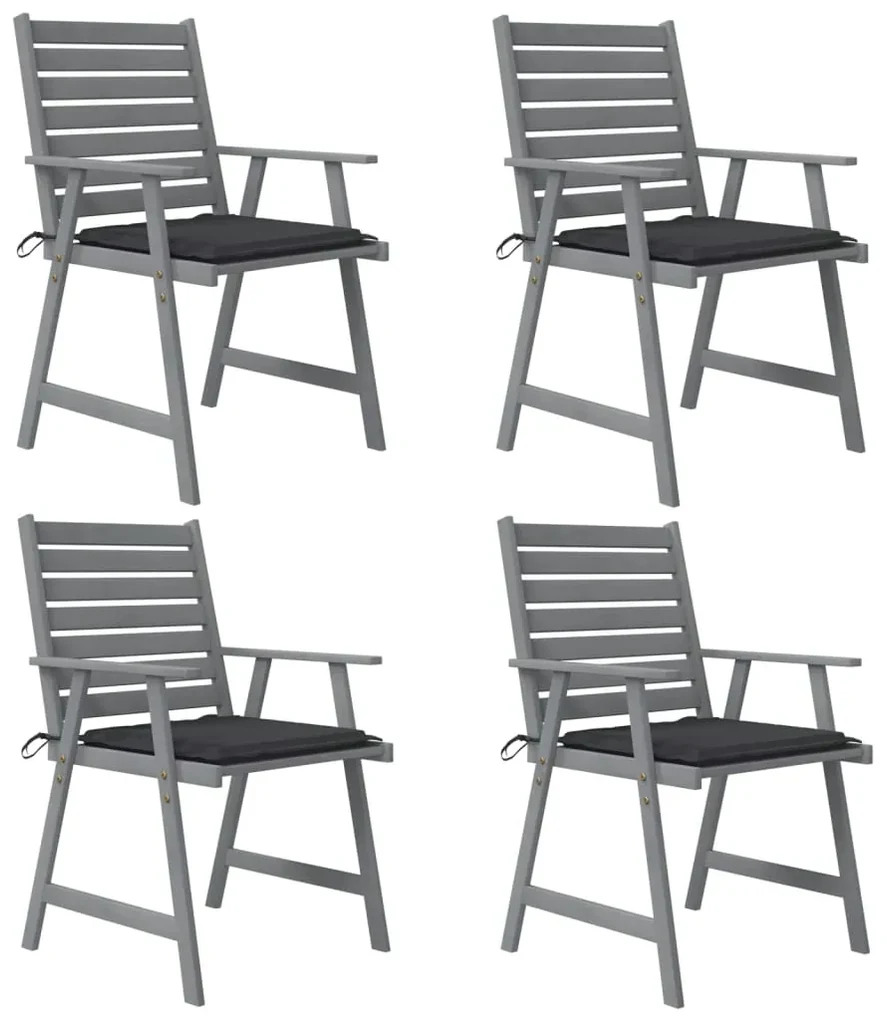 vidaXL Tuinstoelen 4 st met kussens massief acaciahout