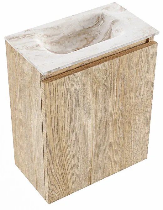 Mondiaz Ture DLux toiletmeubel 40cm washed oak met wastafel frappe midden zonder kraangat