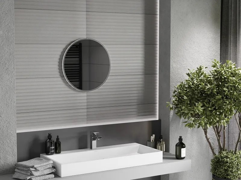 Mexen Loft ronde badkamerspiegel 50 cm, inox frame - 9850-050-050-000-10