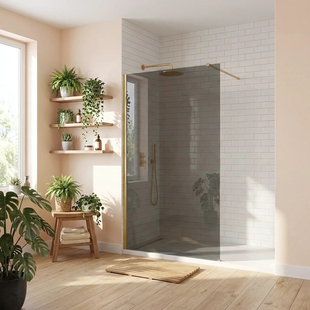 Walk-in douchewand Rea Flexi Grey / Brush Gold 100