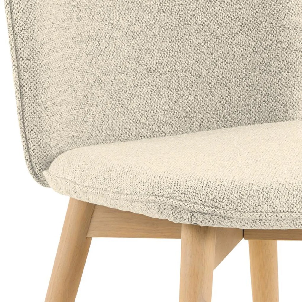 Eetkamerstoel Met Houten Poten Creme Boucle
