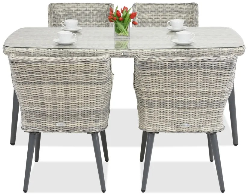 Exclusieve dining tuinset van kunststof rotan Córdoba voor 4 personen Garden Point wit