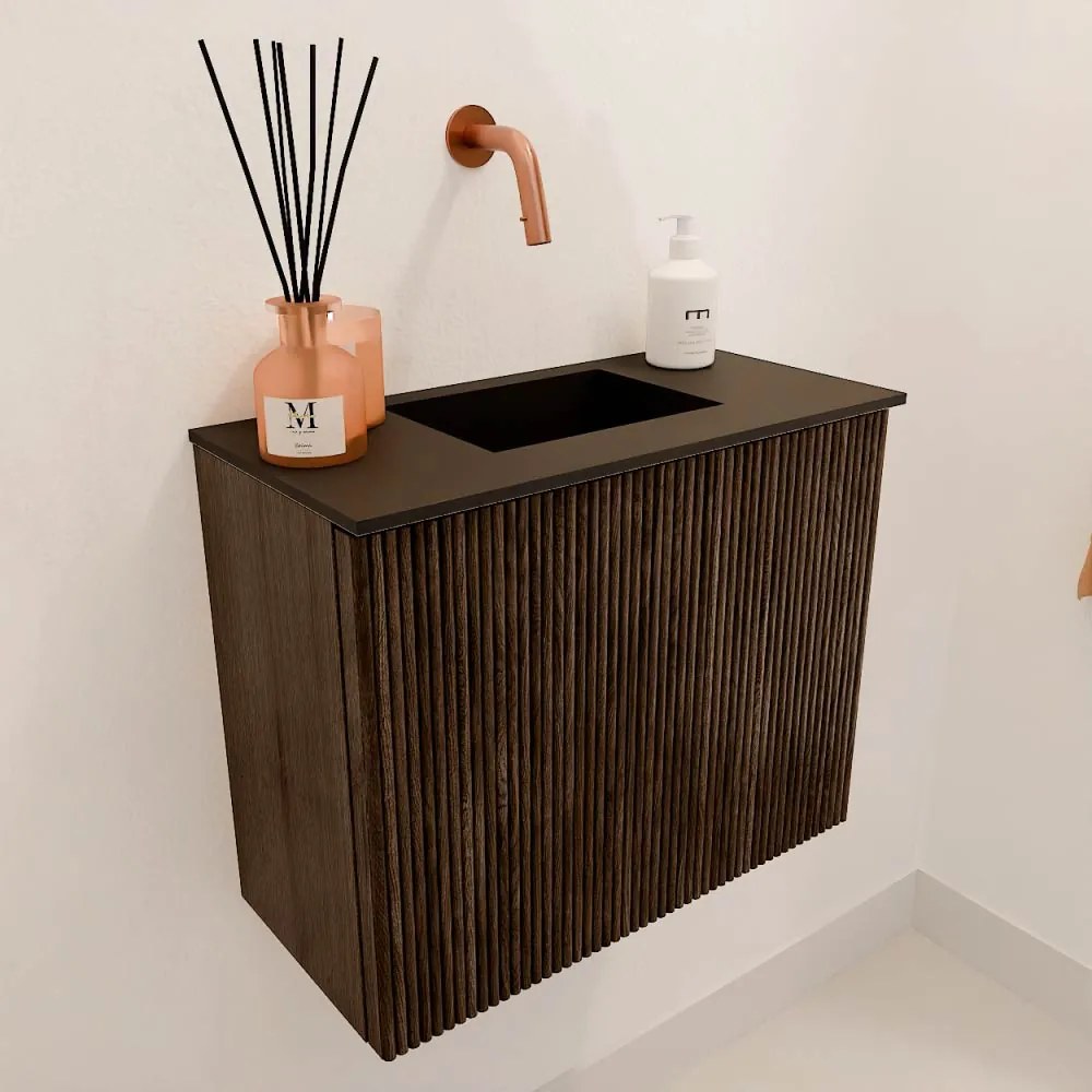 Mondiaz Joya 50cm toiletmeubel walnut met wastafel faye midden zonder kraangat urban