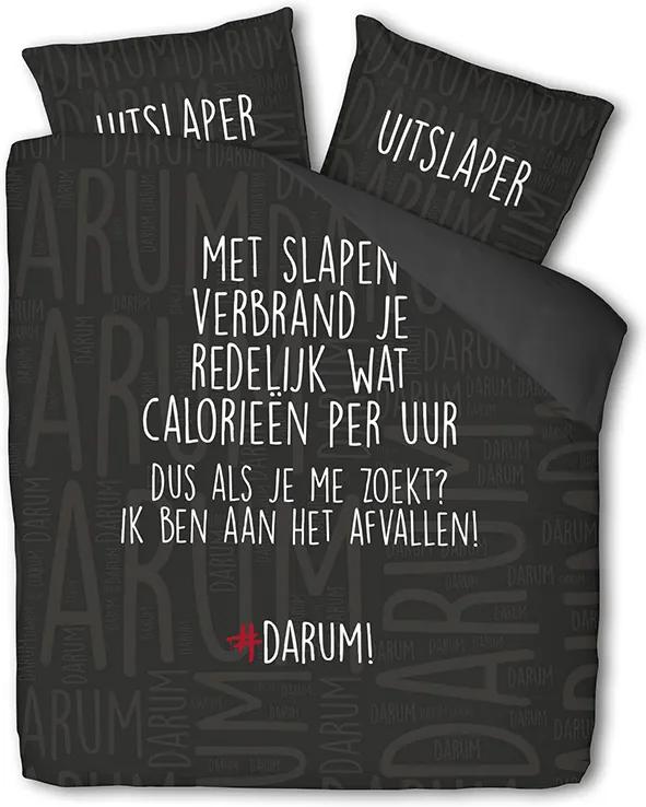 Dekbedovertrek #DARUM! Afvallen Lits-jumeaux (240x240 cm) - Microvezel - Tekst, Romantisch, Modern - Zwart - Ga naar Dekbed-Discounter.nl & Profiteer Nu