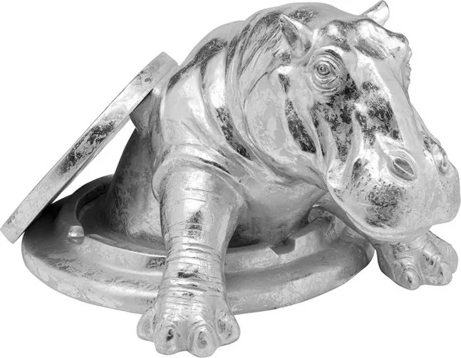 Kare Design Struggling Rhino Nijlpaard Uit Putdeksel Zilver