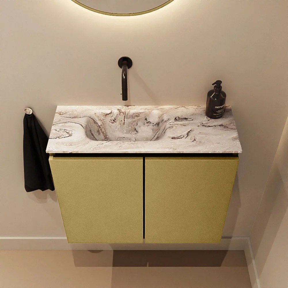 Mondiaz Ture DLux toiletmeubel 60cm oro met wastafel glace links zonder kraangat