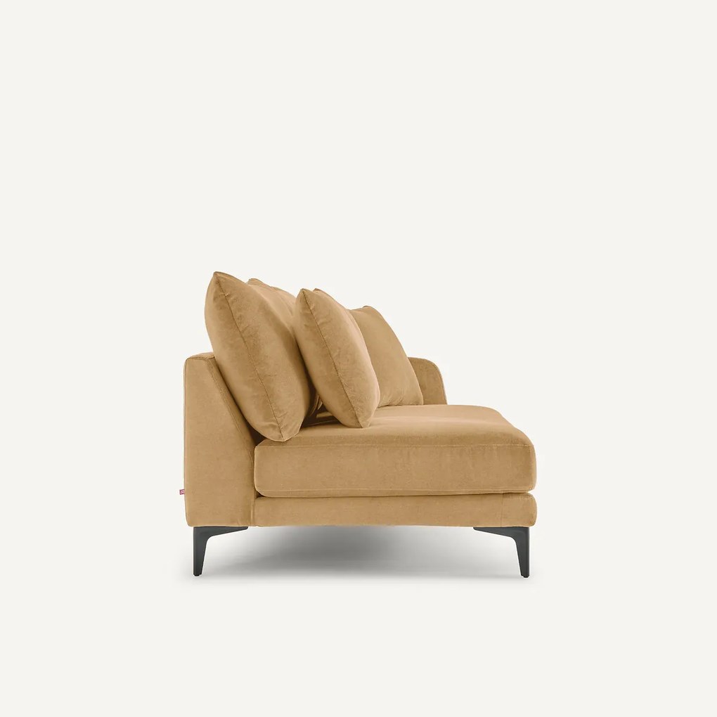 Halve bank in stone-kleurig fluweel, 2-zit, MODERNISTE