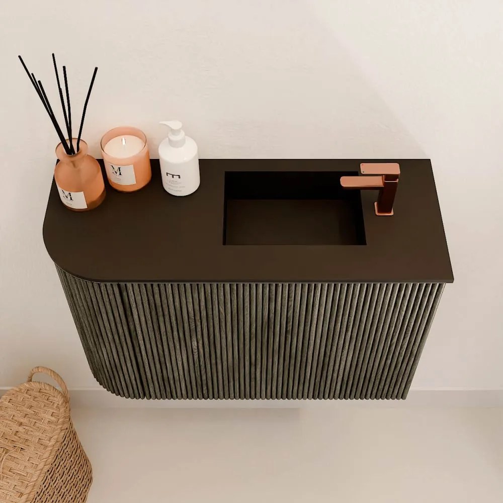Mondiaz Joya 60cm toiletmeubel ronding links shadow met wastafel faye rechts 1 kraangat urban